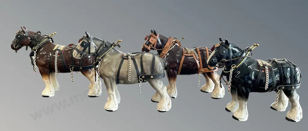 Four Staffordshire, England Draught Horses, L26xH22cm Image 1++