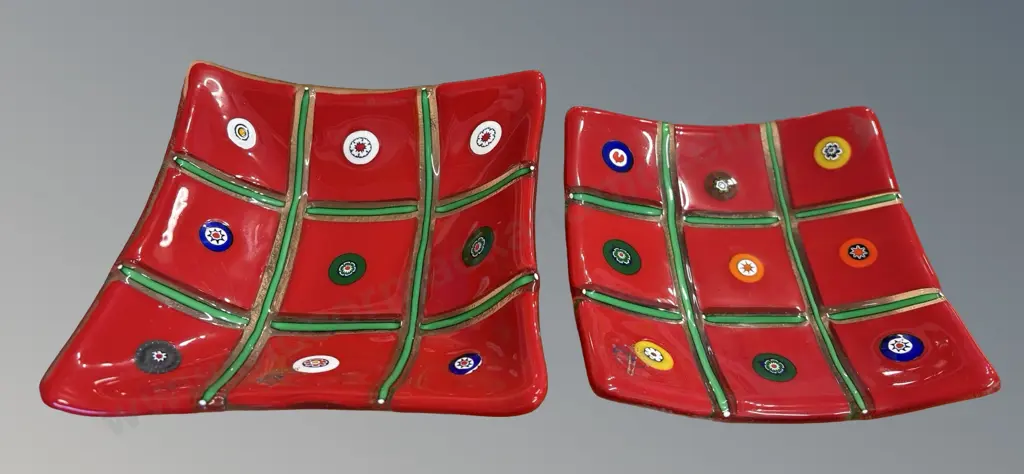 Murano Glass Square Dishes (2), L15.5xW15.5cm, L13.5x13.5cm Image 1++