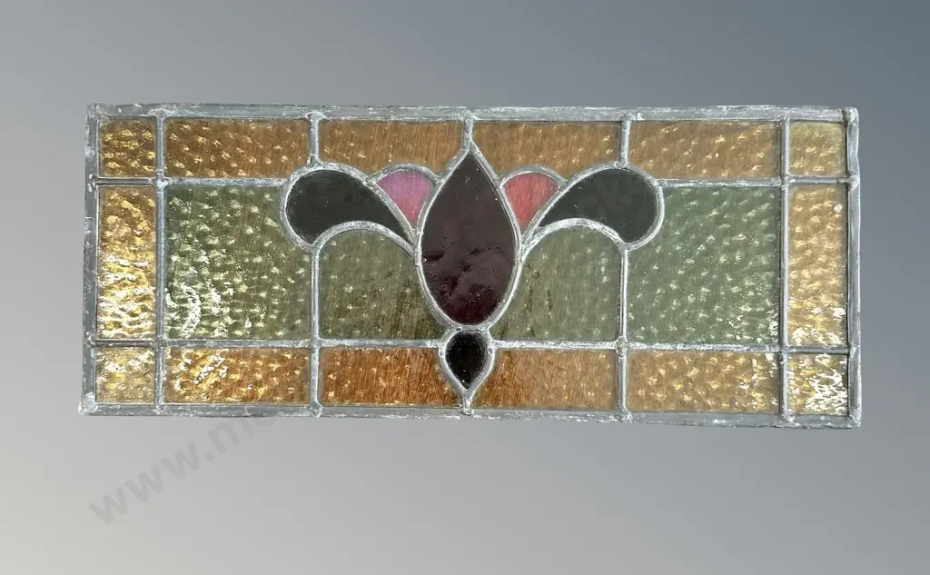 Leadlight Stained Glass Panel, L43xH17.5cm Image 1++