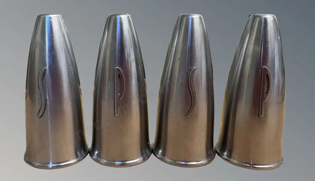 Danish Mid Century Steel Salt & Pepper - 2 sets, H7.5cm Image 1++