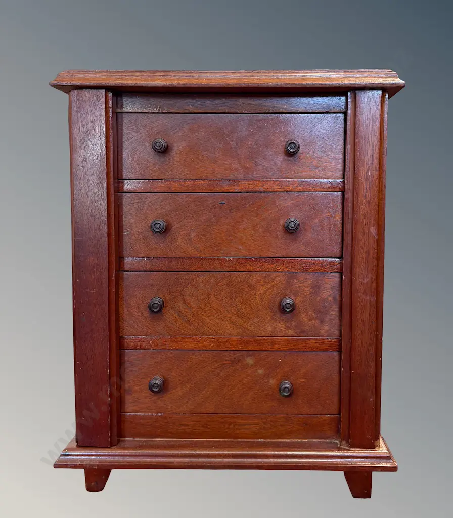 Mahogany 4 Drawer Apprentice Chest L39xH49xD32cm Image 1++