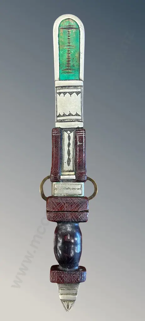 Tuareg Silver Mounted Dagger, L18cm Image 1++