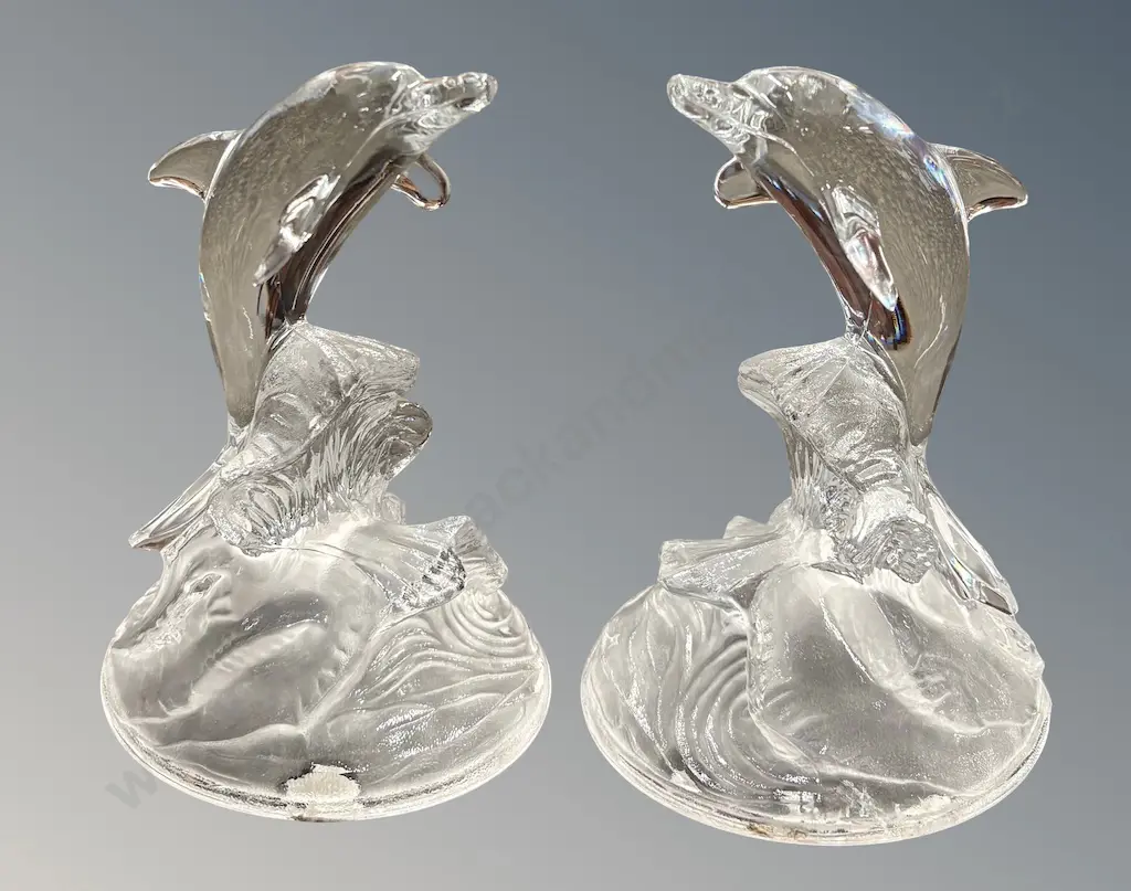 French Cristal d'Arques Dolphin Figurines Image 1++