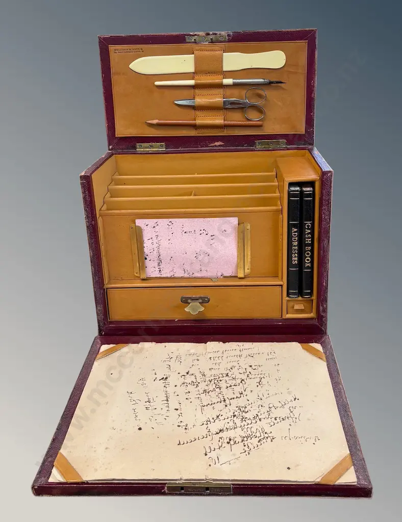 Leather Cased Travelling Desk Set Image 1++