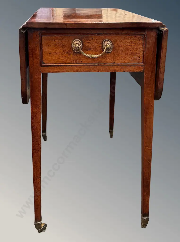 Mahogany Sutherland Table on Tapered Legs with Brass Castors, L91xH72xD76cm Image 1++