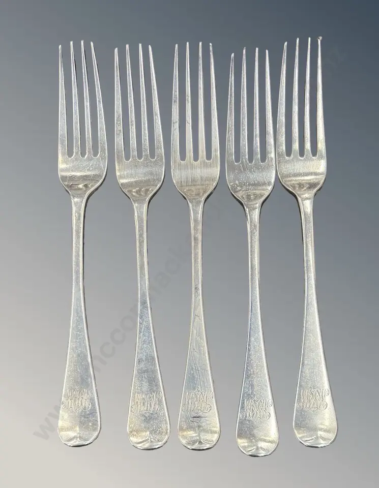 Set of 5 Sterling Silver Forks, TW324gms Image 1++