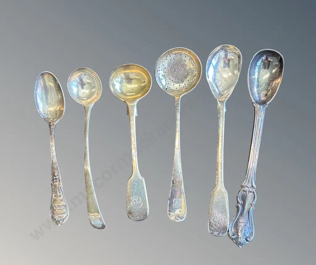 Six Assorted Sterling Silver Spoons, TW86gms Image 1++