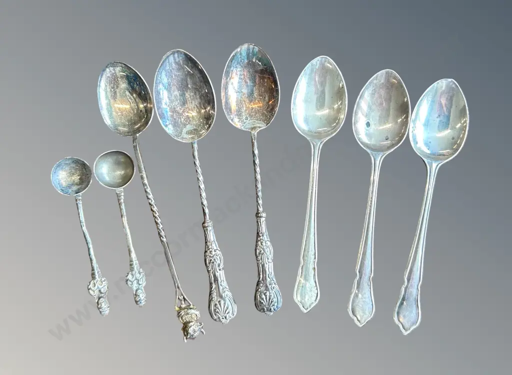 Assorted Sterling Silver Spoons, TW64gms Image 1++