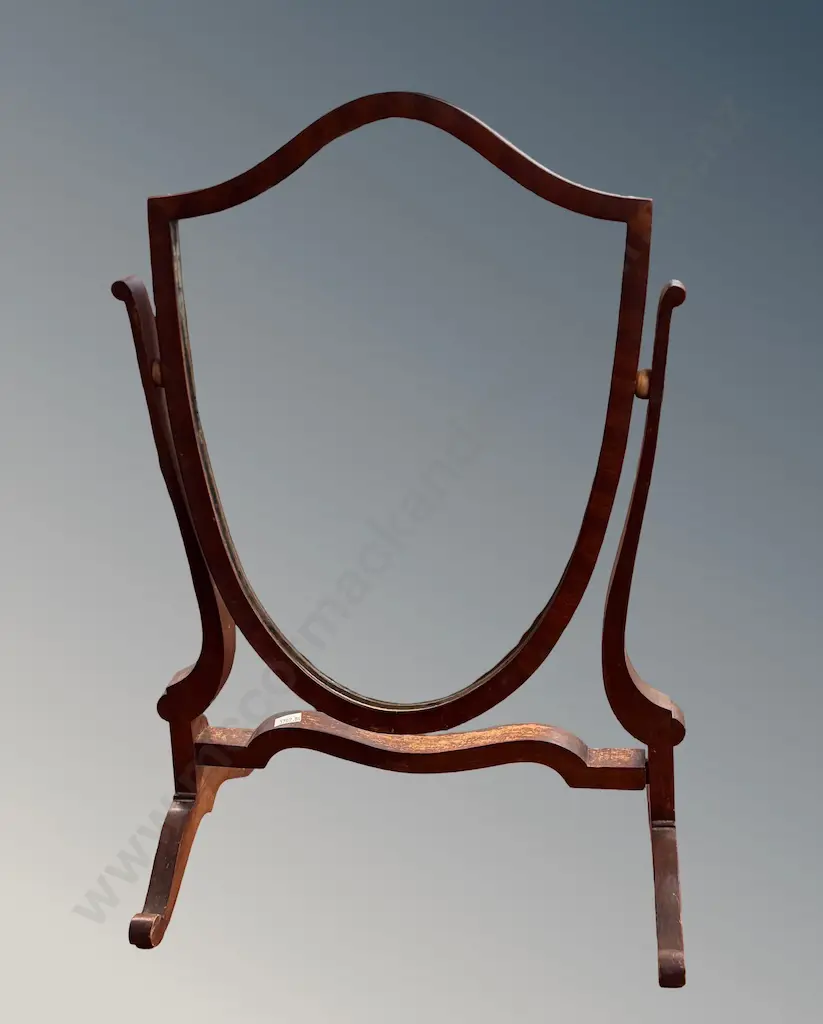 Mahogany Shield Shaped Cheval Mirror Image 1++