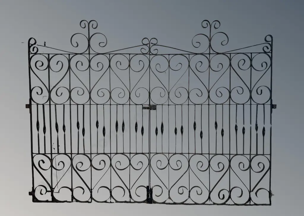 Pair of Wrought Iron Scroll Work Gates, L250xH183cm Image 1++