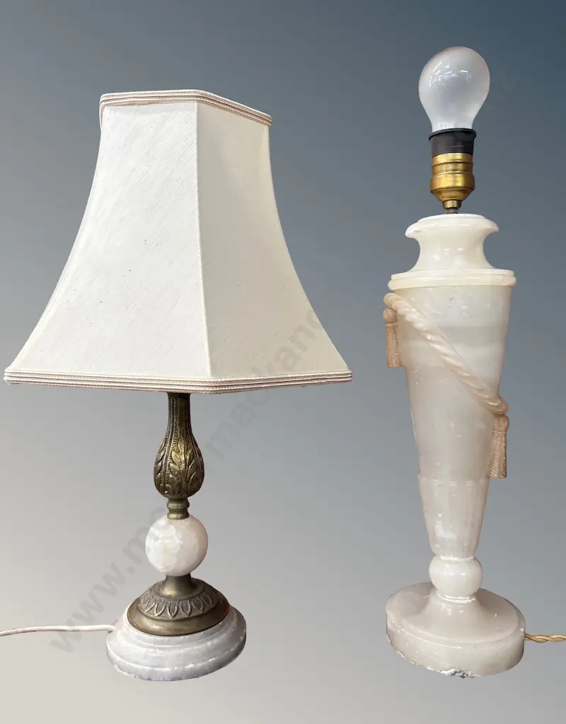 Alabaster and Metal Table Lamp and Alabaster Lamp AF, H47cm, H60cm Image 1++
