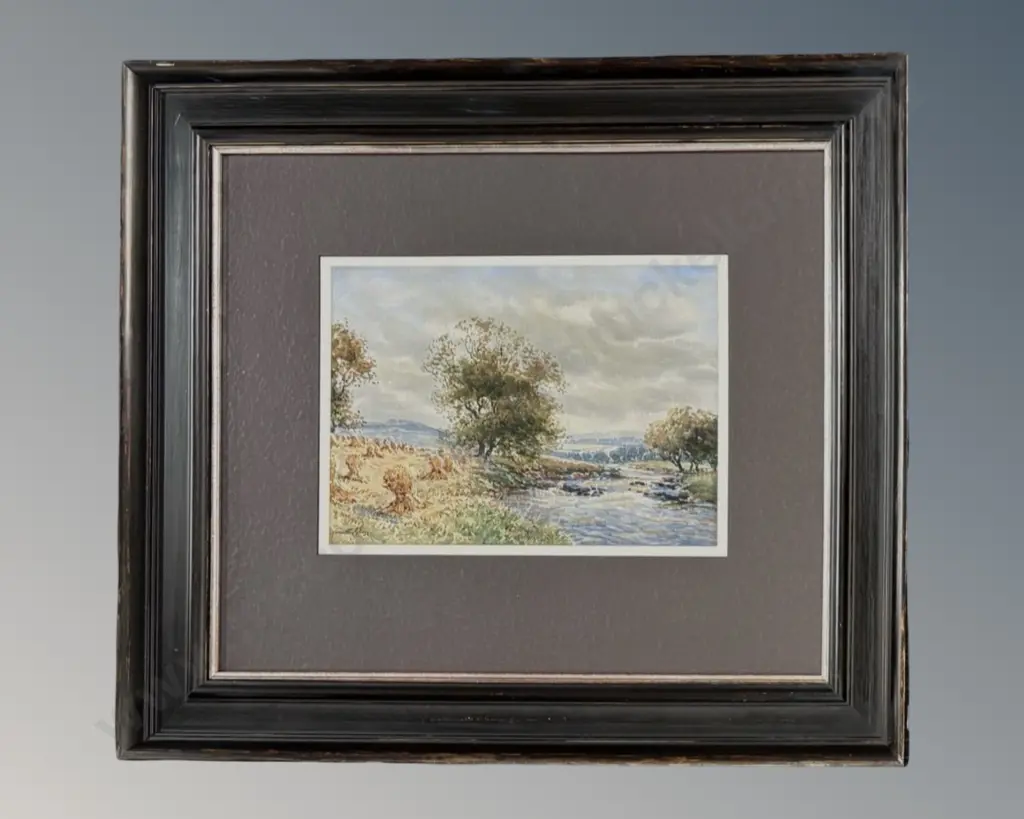 Hamilton Glass - Hay Stooks by the River, 1914, gouache on paper,  245x350mm Image 1++