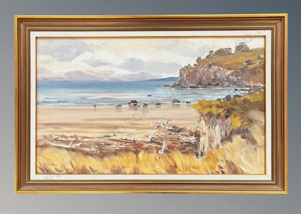 Aston Greathead - Sandy Bay, South Westland, oil on board, 390x645mm Image 1++