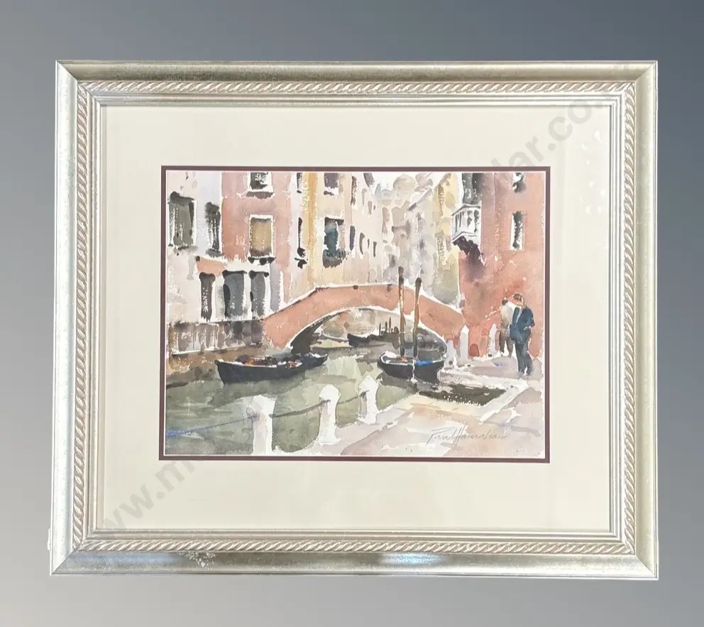 Paul Hanrahan - Boats in Canal, watercolour on paper, 255x340mm Image 1++