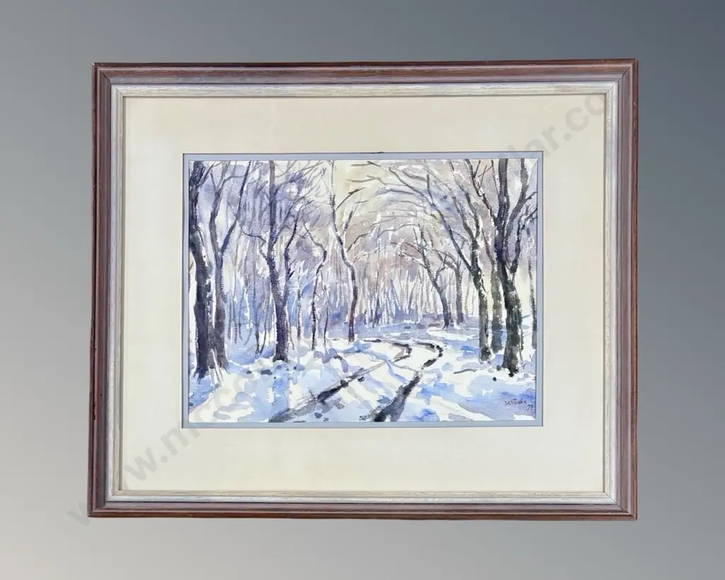 Poole - Winter Road Through the Forest, 1973, watercolour on paper, 340x450mm Image 1++