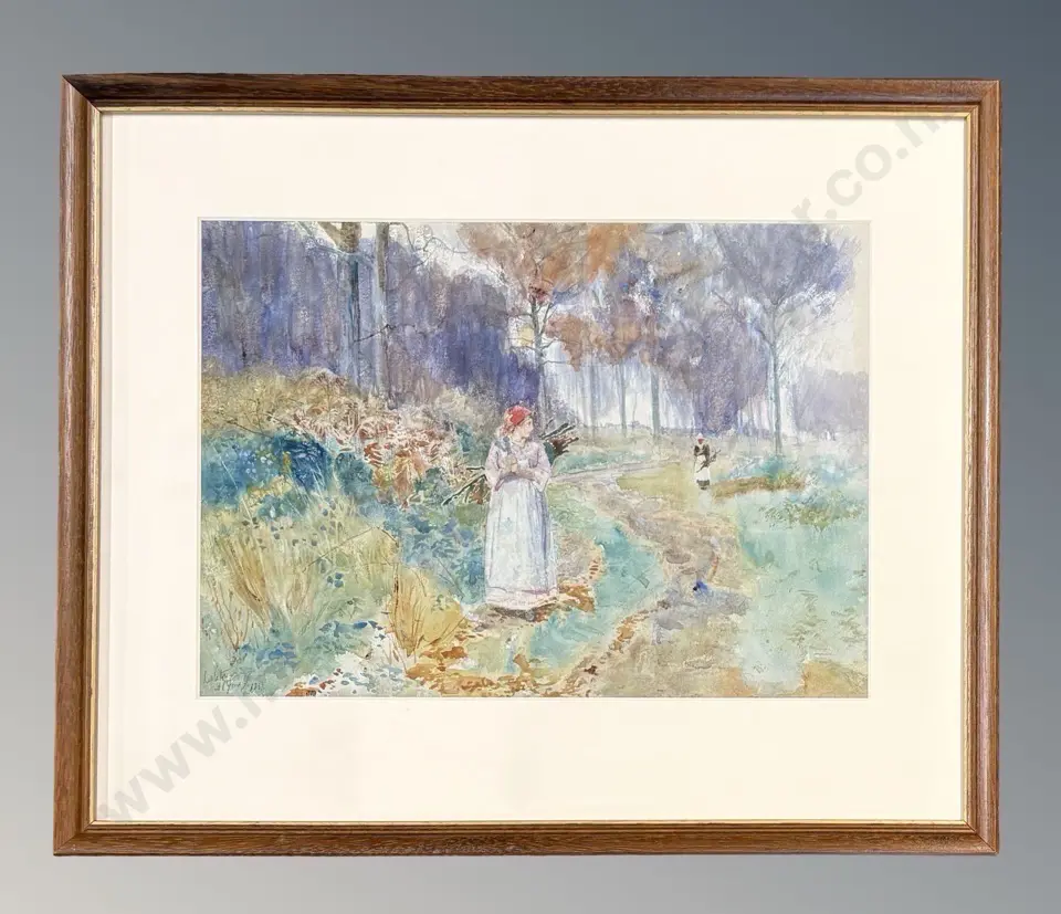 Henry Charles Fox - Wood Gatherers, 1883, watercolour on paper, 240x340mm Image 1++