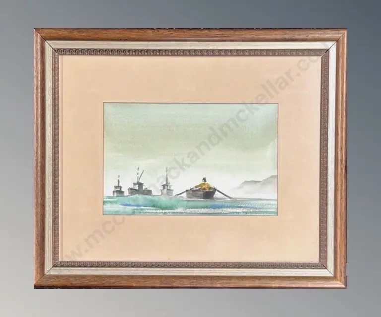 Clark Esplin - Boy in a Dinghy, watercolour on paper, 170x260mm Image 1++