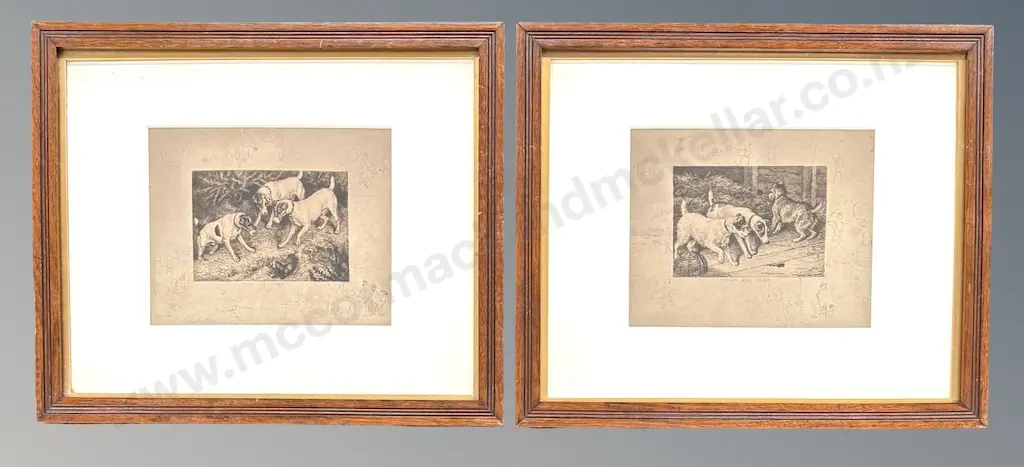 Frank Paton - Rough and Ready & Not at Home, pencil signed print 200x240mm Image 1++