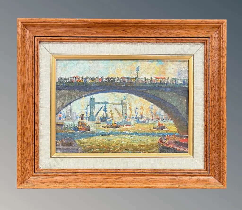 Duncan Darroch - Thames River, Tower Bridge, oil on board, 170x240mm Image 1++