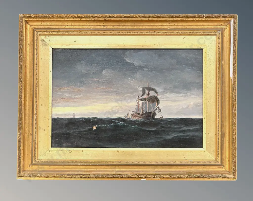 John Gibb - Spring A Leak in a Gale, 1901, oil on canvas(AF), 345x525mm Image 1++