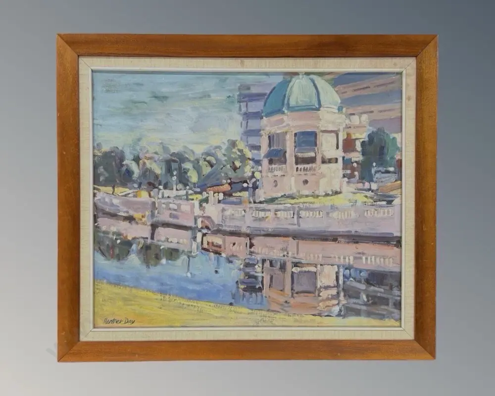 Heather Day - Band Rotunda Christchurch, oil on board, 485x590mm Image 1++