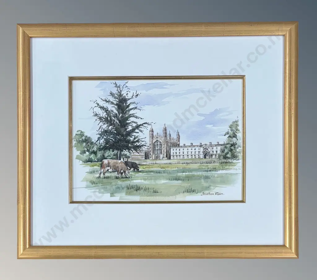 Jonathan Elsom - Kings Collage, Cambridge, 1994, watercolour on paper, 245x345mm Image 1++
