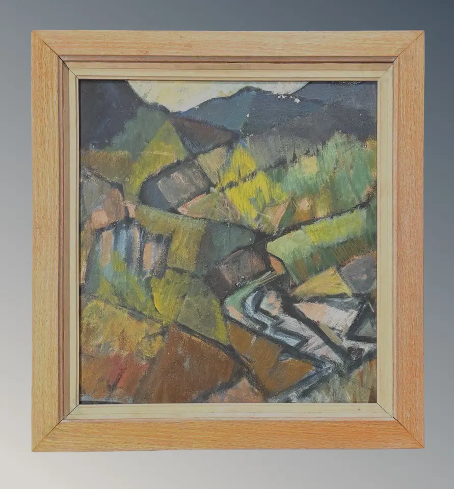 W S Wallis - Landscape, oil on board, 430x400mm Image 1++