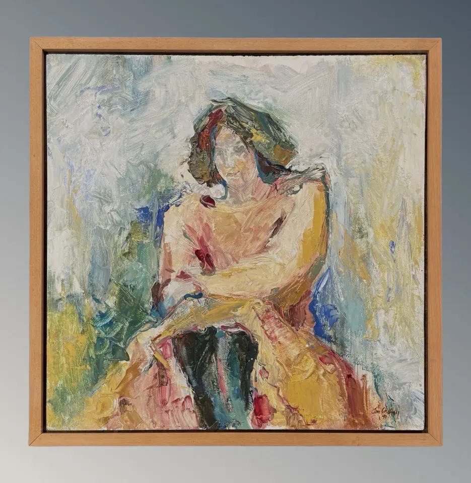 Jan Chaffey - Figure in the Afternoon, oil on board, 590x590mm Image 1++