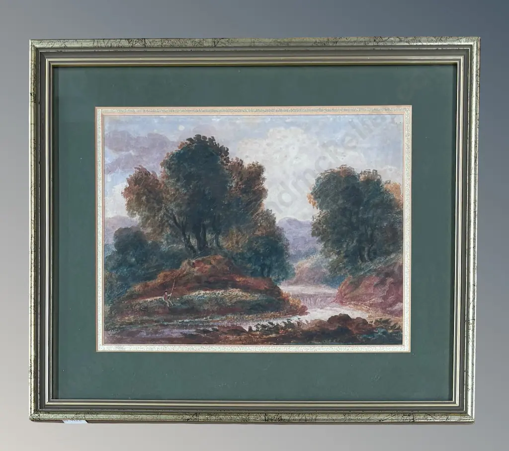 John Linnell - Fishing by the River, watercolour on paper, 190x250mm Image 1++