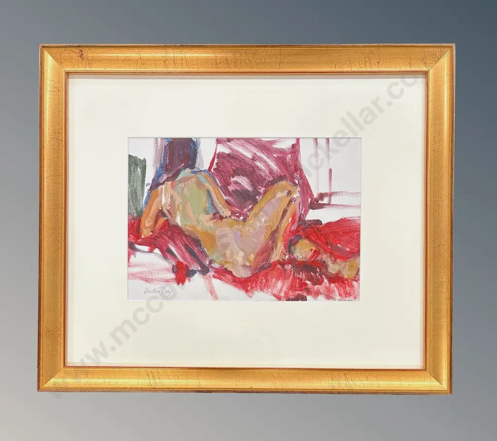 Heather Day - Reclining on Red - Acrylic on Canvas, 250x360mm Image 1++