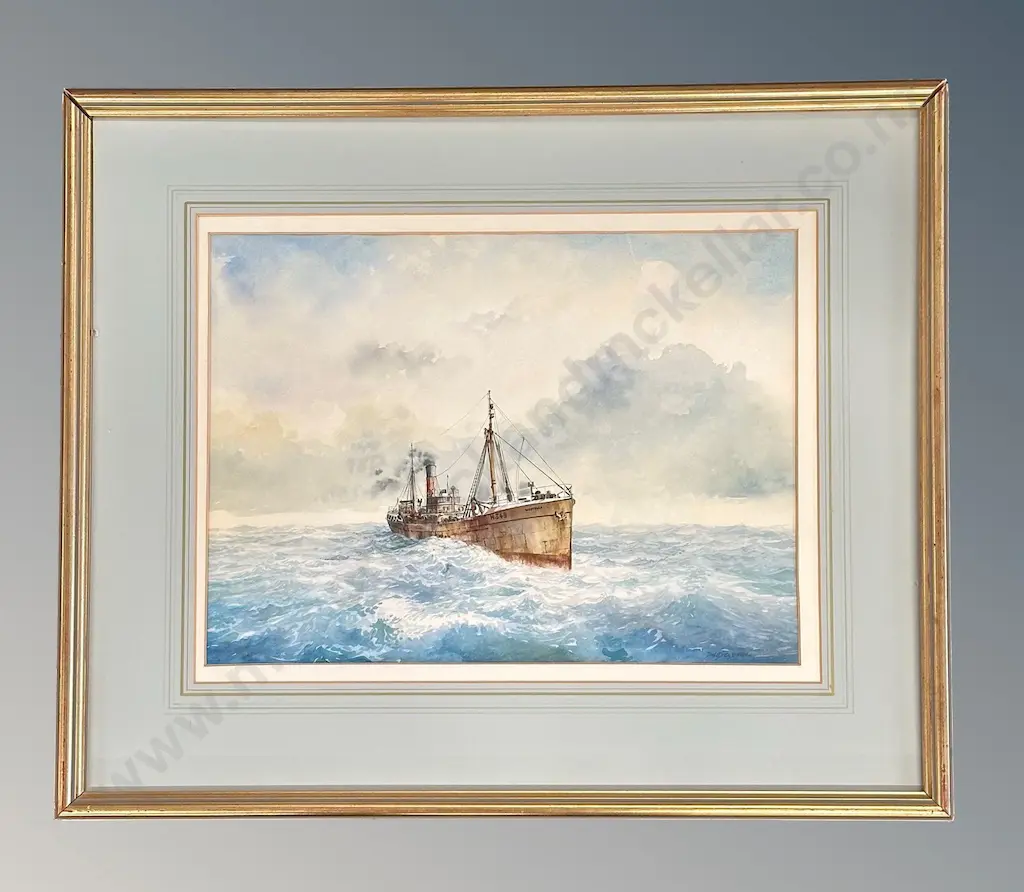 David Bell - Westella Under Full Steam, watercolour on paper, 315x430mm (no glass) Image 1++