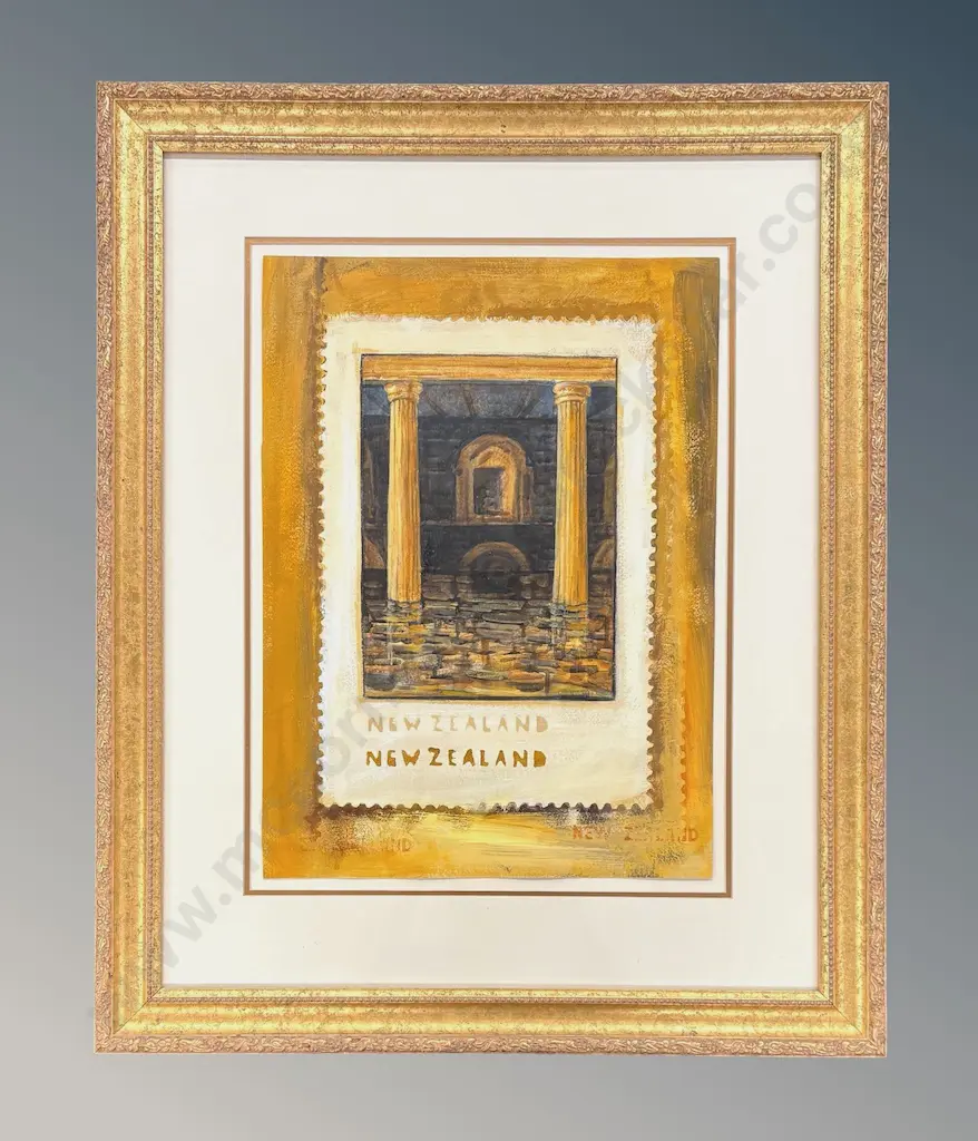 Pat Unger - Gold Font Suggestion for a Commemorative Stamp, acrylic on paper, 530x380mm Image 1++