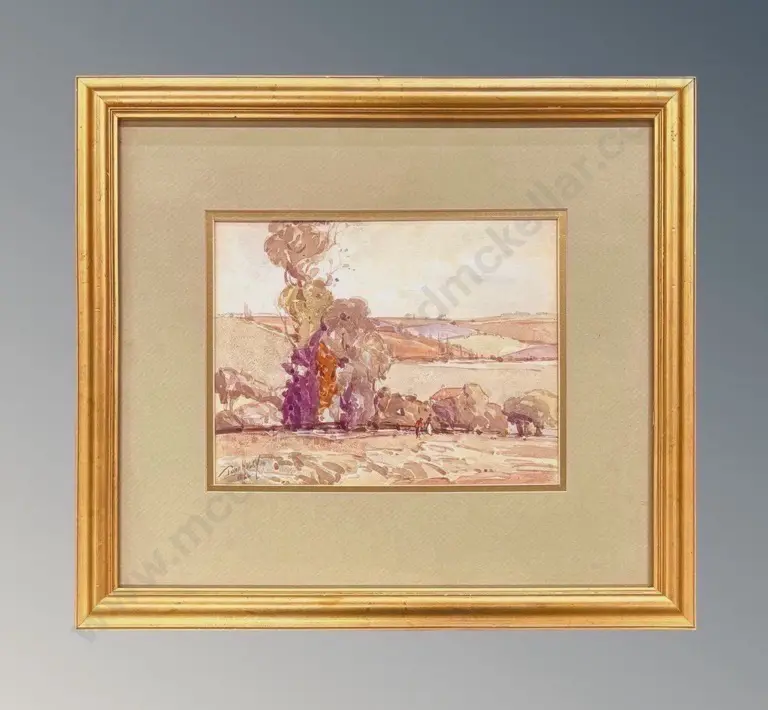 John Haley - Country Cottage and Figures, watercolour on paper, 210x280mm Image 1++