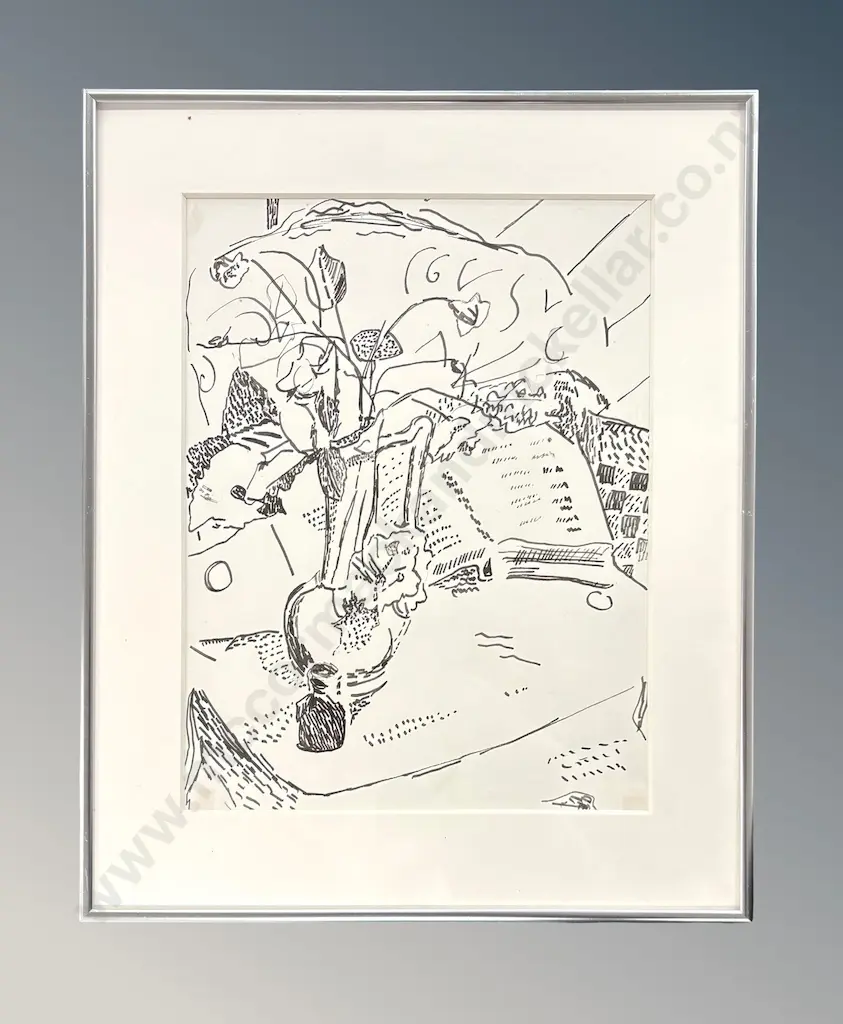 Joanna Margaret Paul - Flowers in a Vase, ink and stylus on paper, 290x220mm Image 1++