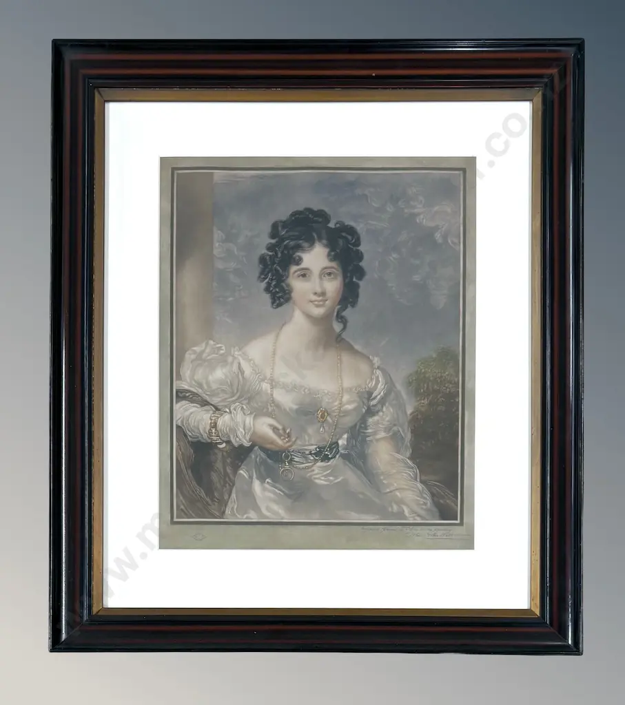 John Cother Webb - Miss Croker (Lady Barrow), pencil signed engraving, 395x320mm Image 1++