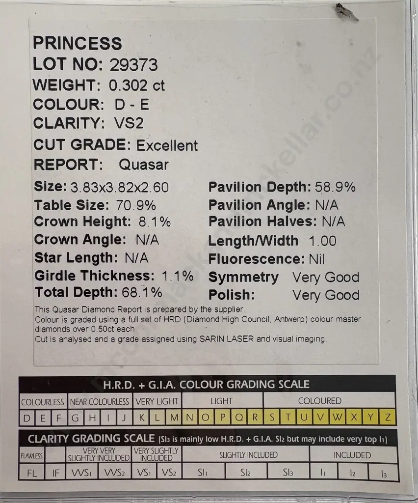 Princess Cut loose Diamond, TDW0.302ct, Colour D-E, Clarity VS2 Image 1++