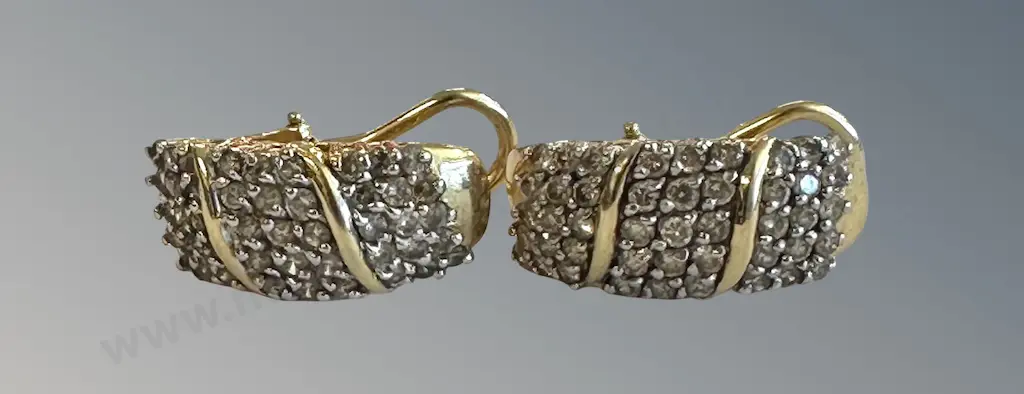 14ct Gold Diamond Earrings,TW9.5gms Image 1++