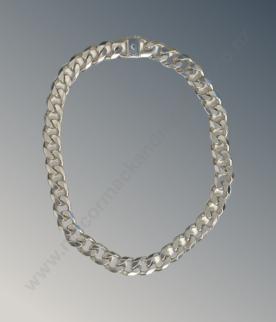 Heavy Sterling Silver Curb Link Necklace, L46cm, TW171.3gms Image 1++