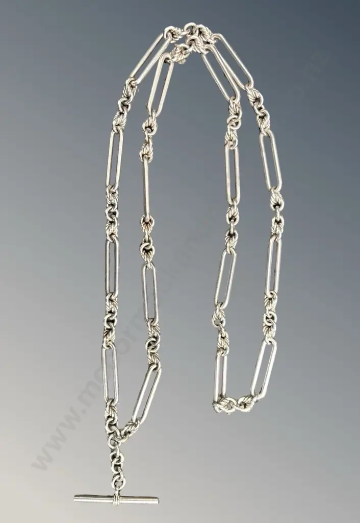 Sterling Silver Paperclip Chain with T-Bar L75cm, TW89.4gms Image 1++