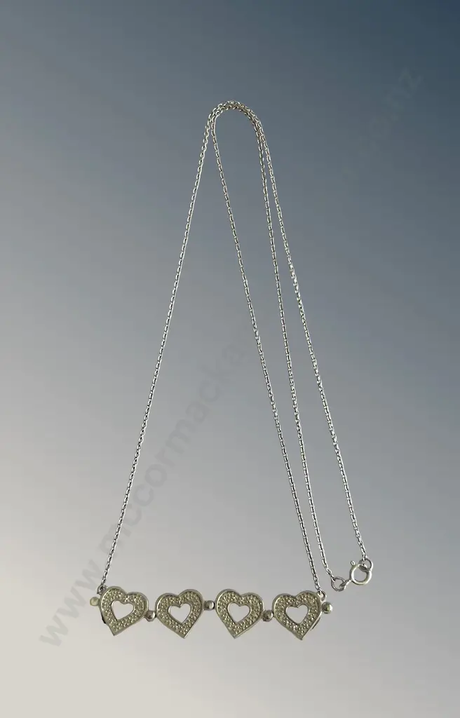 Sterling Silver Heart/Four Leaf Clover Necklace, TW4.7gms Image 1++