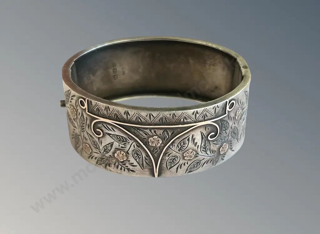 Sterling Silver Snap Bangle, TW29.8gms Image 1++