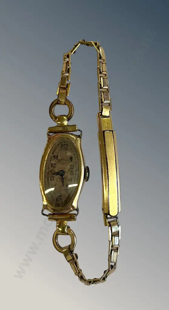 9ct Gold Ladies Wristwatch with Rolled Gold Strap, Watch TW8.2gms Image 1++