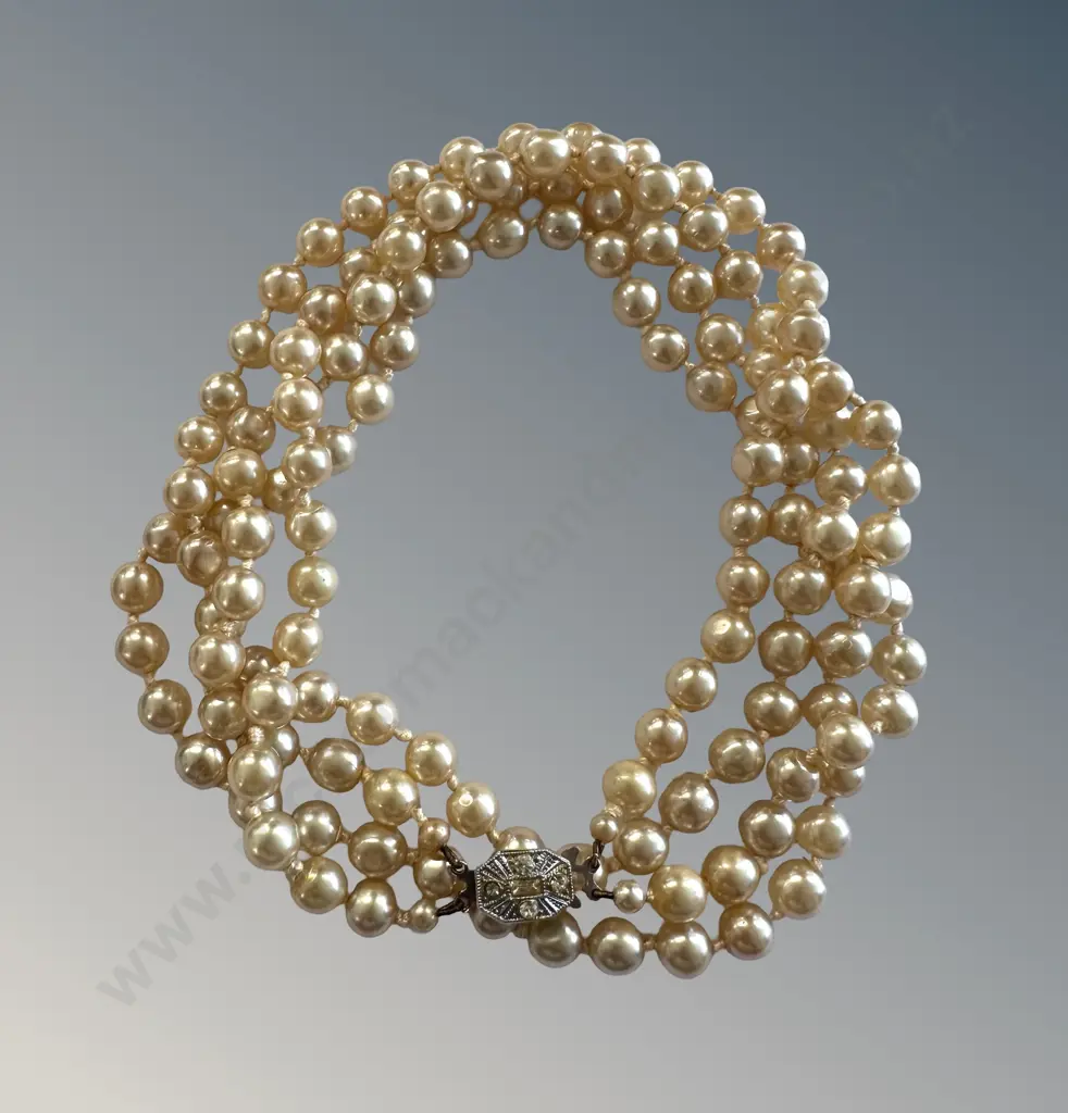 Double Strand, Hand Knotted Pearls, L70cm Image 1++