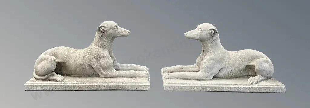 Pair of Hampshire Garden Petersfield, UK, Stone Greyhounds L73xW32XH40cm Image 1++