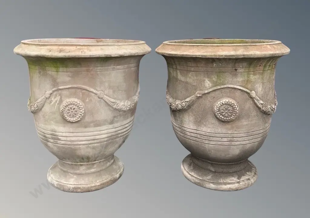 Pair of Classic French Style Anduze Urns, H68xD63cm Image 1++
