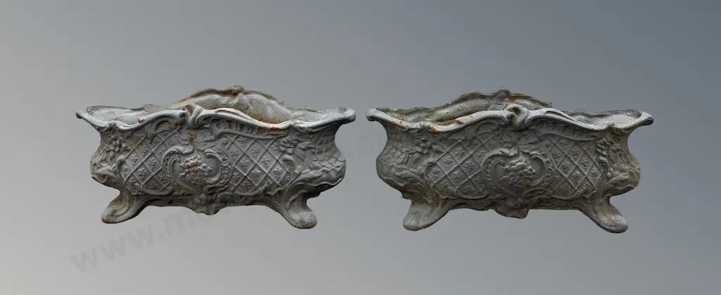 Pair of  Cast Iron Footed Planters, H22xL48cm Image 1++