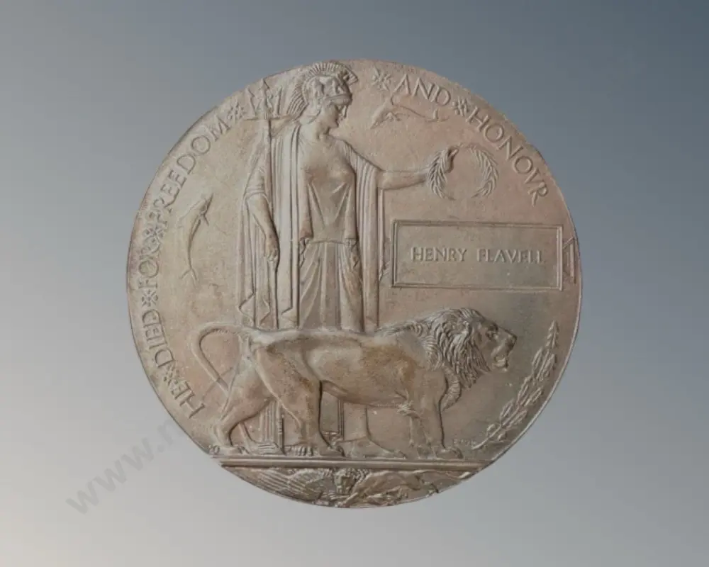 WWI Memorial Plaque - Died for Freedom and Honour, Henry Flavell Image 1++