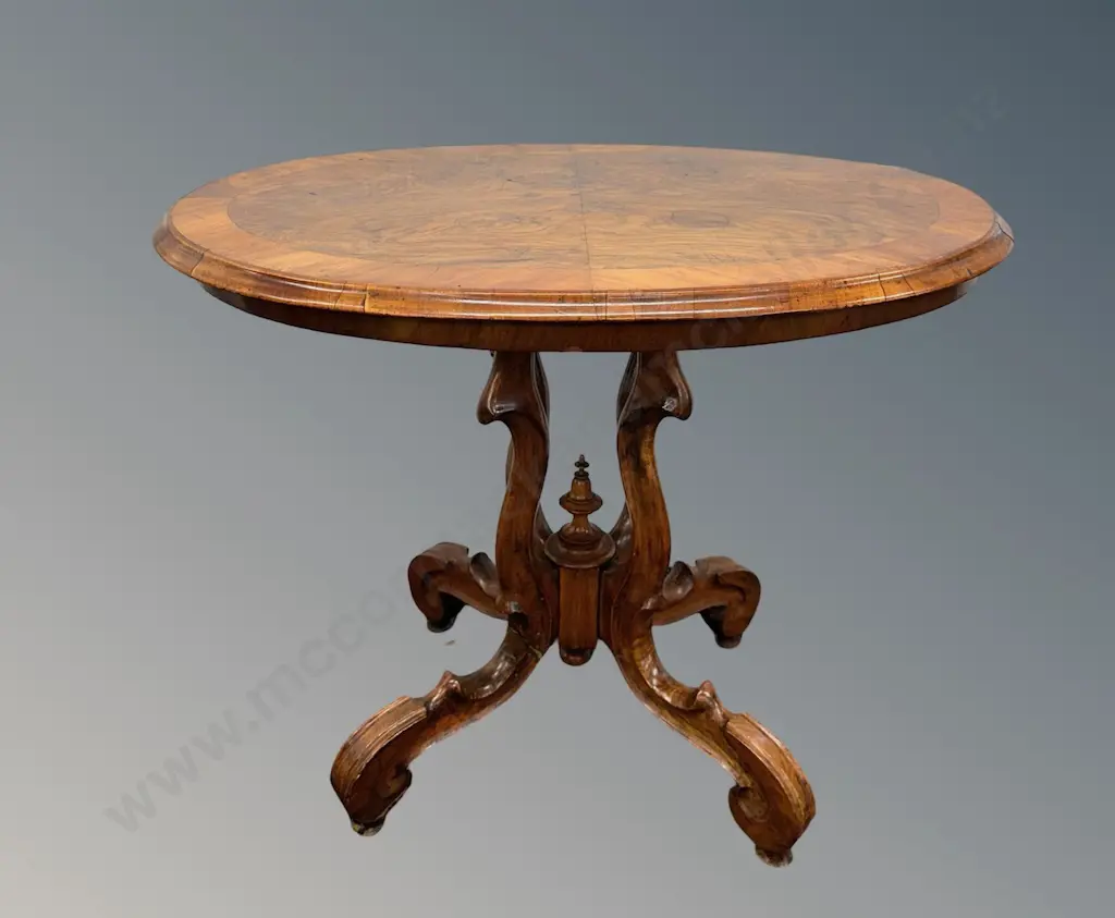 Walnut Oval Table on Pedestal Base, middle Biedermeier period (1860-1870), L98xH74xW67cm Image 1++