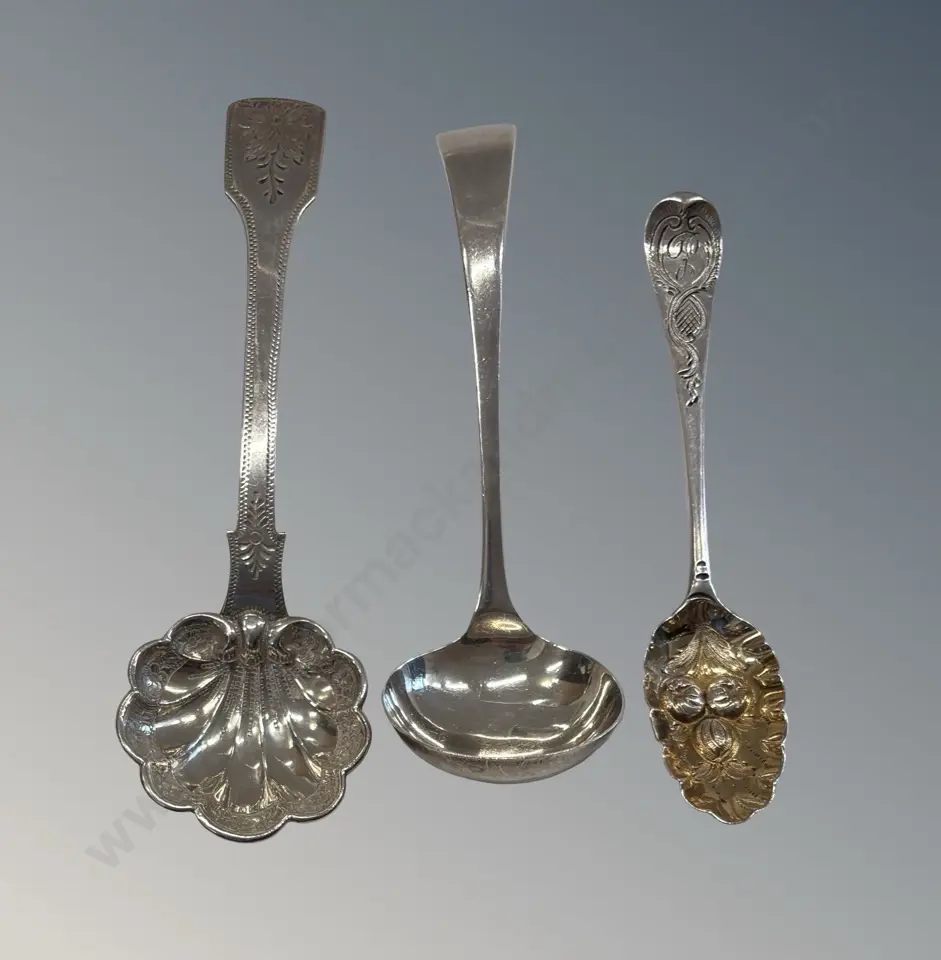 Sterling Silver Berry and Sauce Spoons (3) TW60gms Image 1++