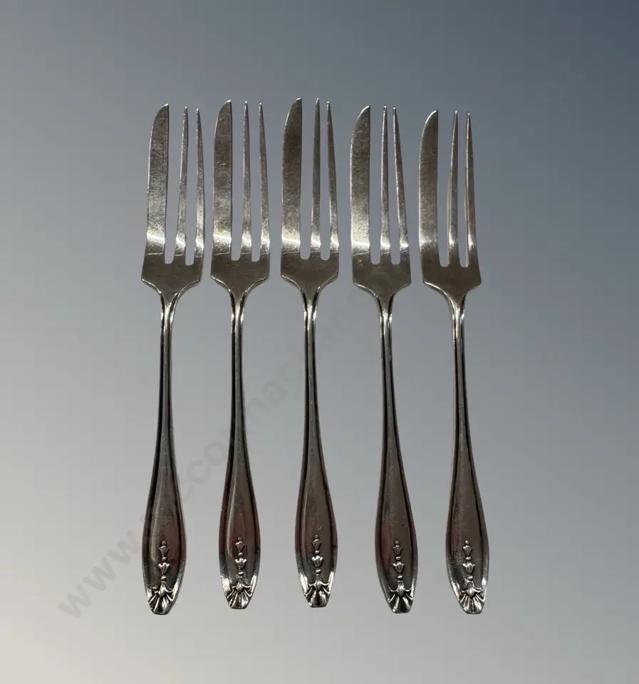 Set of Five Sterling Silver Cake Forks TW70gms Image 1++